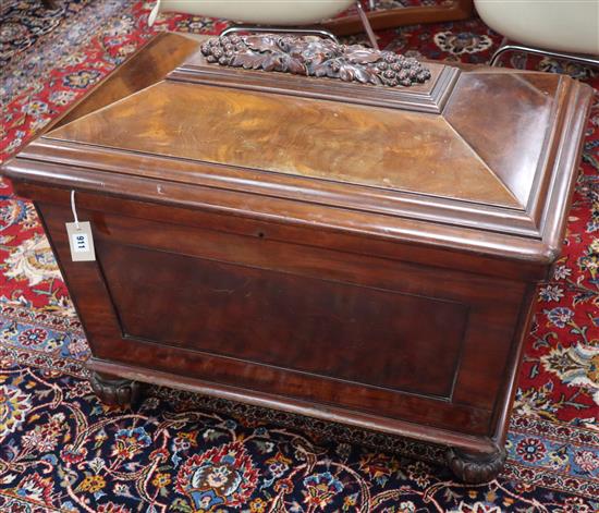 A Victorian mahogany sarcophagus wine cooler, stamped T Willson, Great Queen Street, London W.83cm